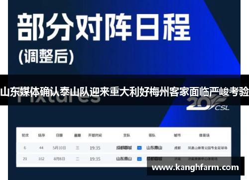 山东媒体确认泰山队迎来重大利好梅州客家面临严峻考验 山东媒体确认泰山队迎来重大利好梅州客家面临严峻考验