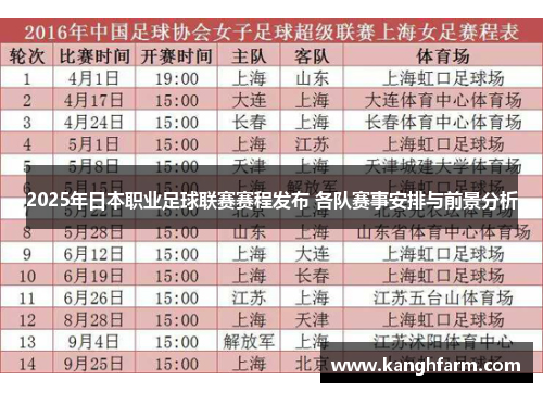 2025年日本职业足球联赛赛程发布 各队赛事安排与前景分析 2025年日本职业足球联赛赛程发布 各队赛事安排与前景分析